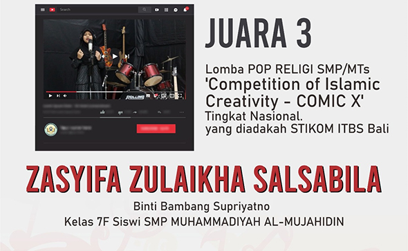 Zasyifa Zulaikha Salsabila, Peraih Juara 3 Lomba Pop Religi Institut Teknologi dan Bisnis Stikom Bali