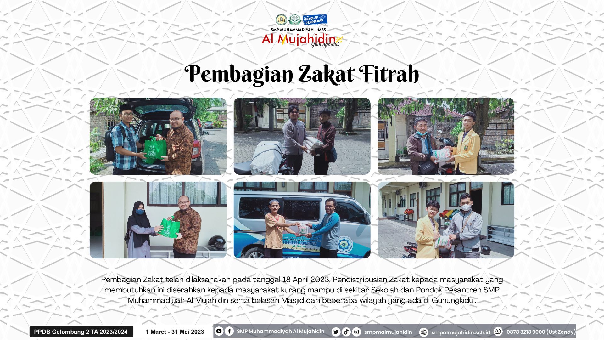 LazizMu SMP Muhammadiyah Al Mujahidin Salurkan Zakat Fitrah
